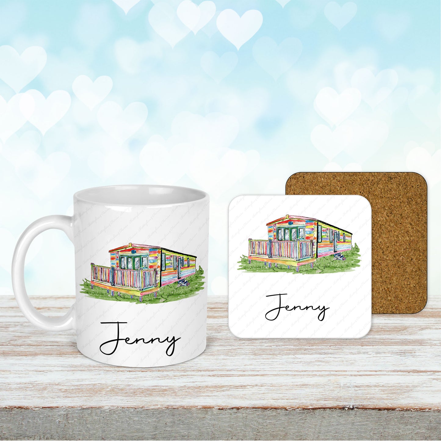 Personalised Static Caravan Mobile Home Mug and Coaster Set