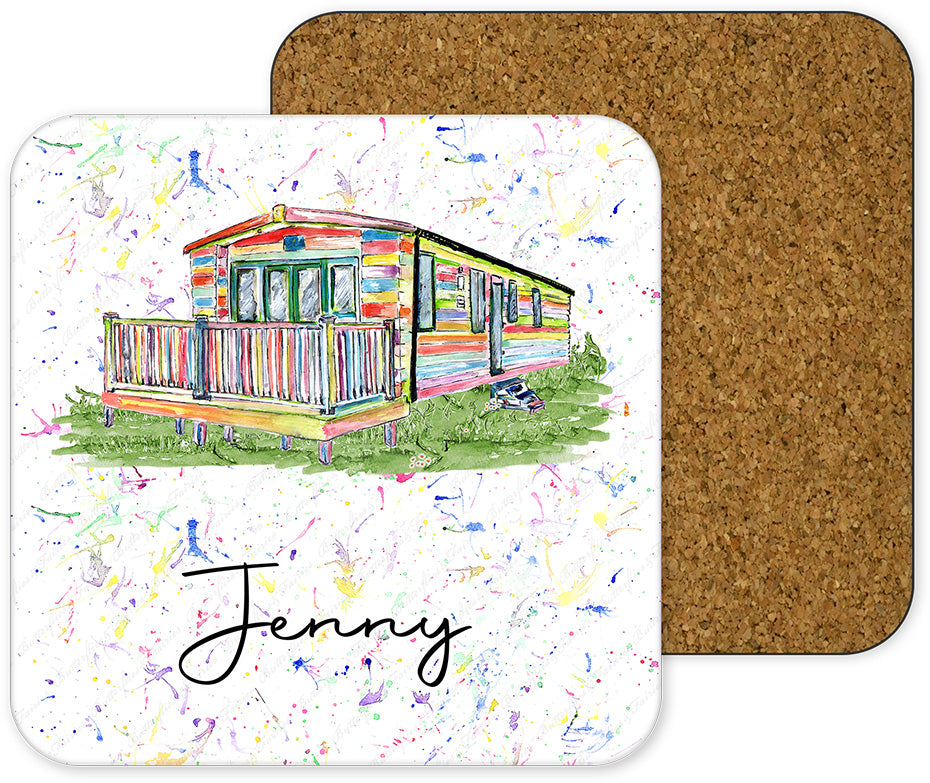 Personalised Static Caravan Mobile Home Mug and Coaster Set