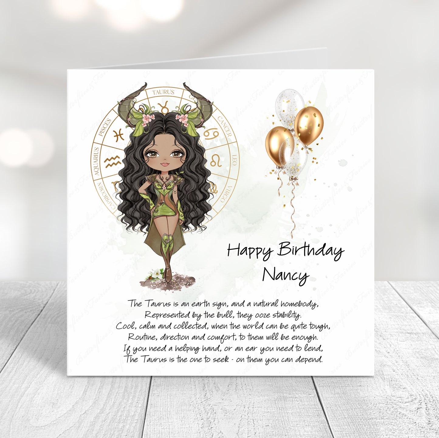 Personalised Taurus Zodiac Birthday Card – Astrology Star Sign Card – Earth Sign Birthday Card