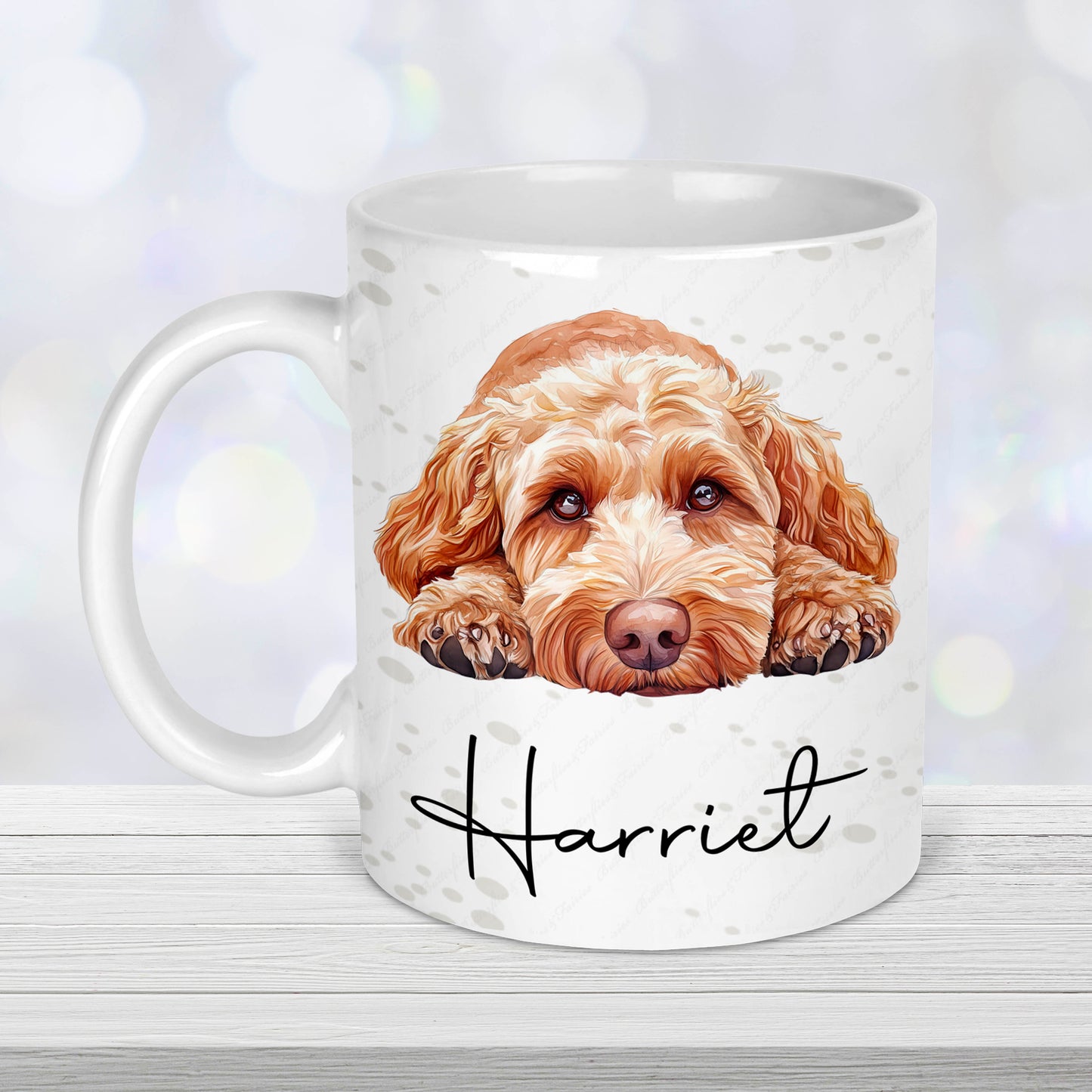Cockapoo Personalised Mug – Custom Dog Gift with Name – Cute Apricot Cockapoo Design