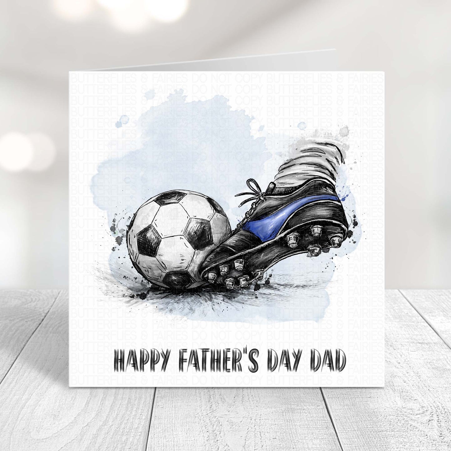 Personalised Football Father’s Day Card – Blue Football Boot Dad Card