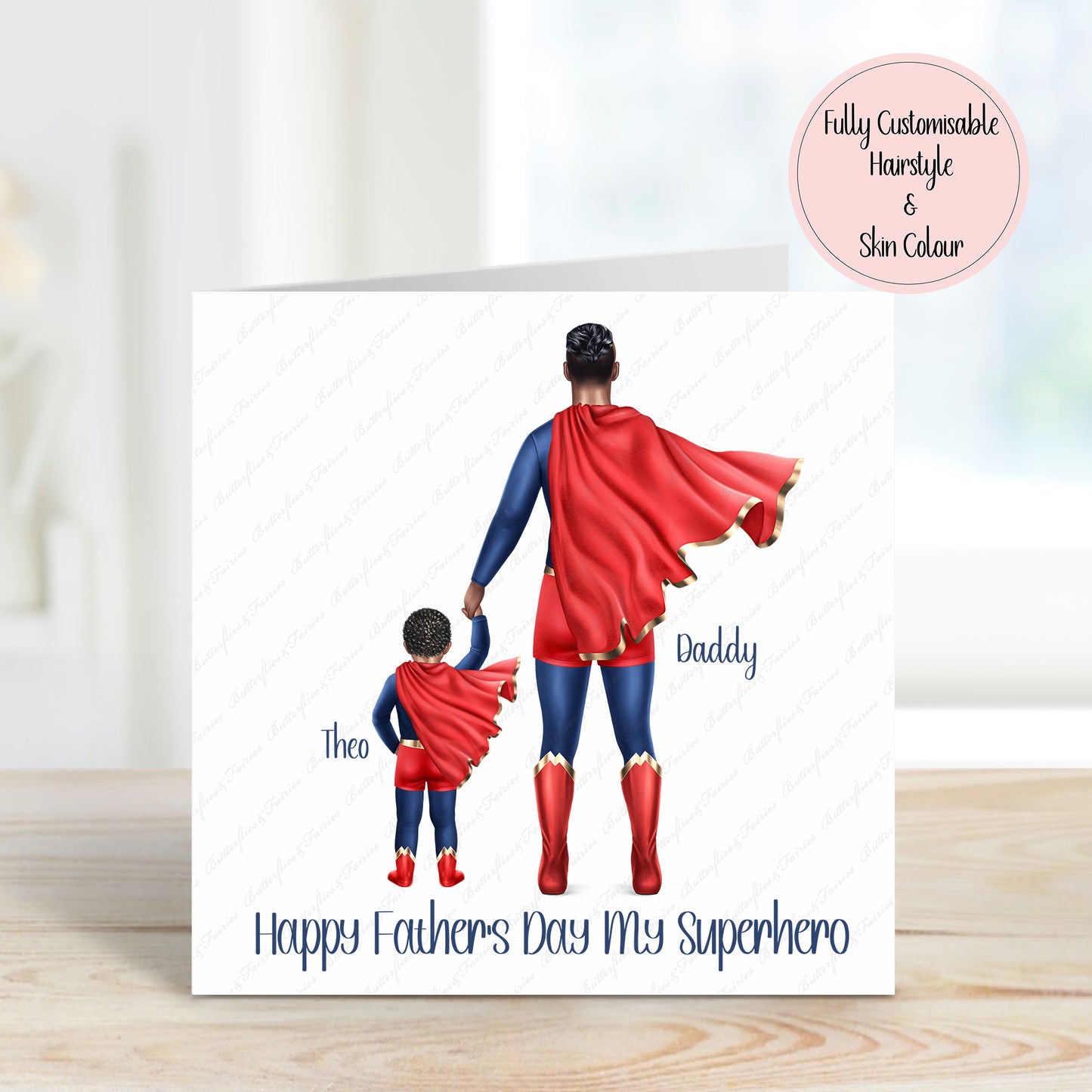 Personalised Superhero Dad & Son Father's Day Card