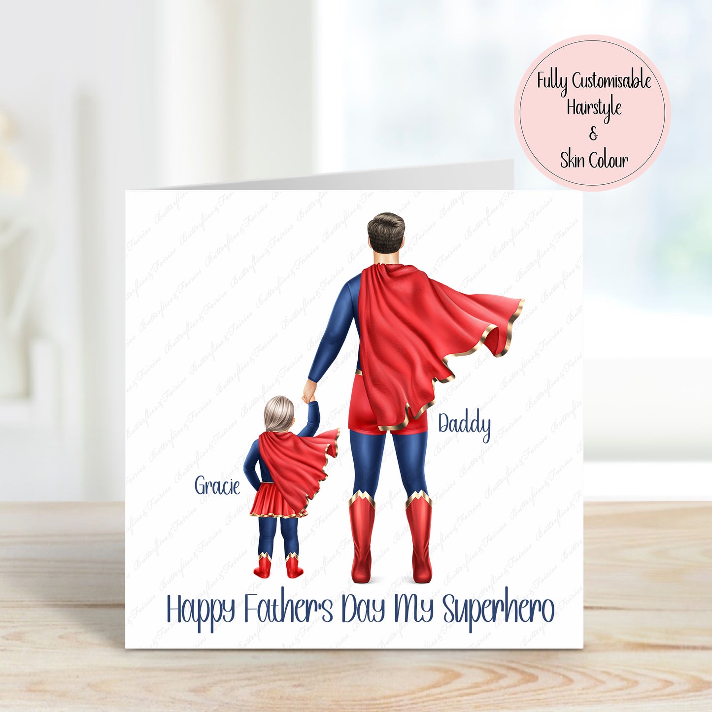 Personalised Superhero Dad & Daughter Father's Day Card