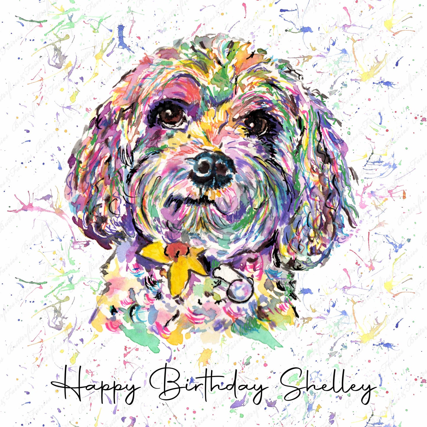 Personalised Cavapoo Dog Birthday Card